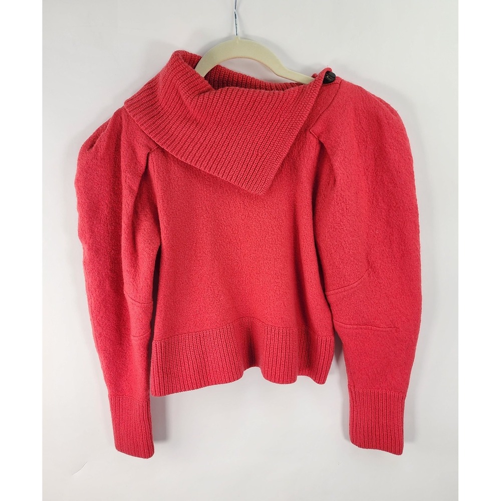 Ulla Johnson Riley Sweater Women's M Red Asymmetrical Cowl Neck (See Note)